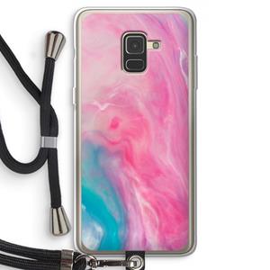 CaseCompany Roze explosie: Samsung Galaxy A8 (2018) Transparant Hoesje met koord