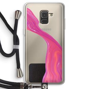 CaseCompany Paarse stroom: Samsung Galaxy A8 (2018) Transparant Hoesje met koord