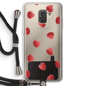 CaseCompany Framboosjes: Samsung Galaxy A8 (2018) Transparant Hoesje met koord