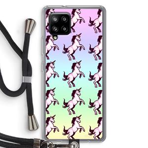 CaseCompany Musketon Unicorn: Samsung Galaxy A42 5G Transparant Hoesje met koord