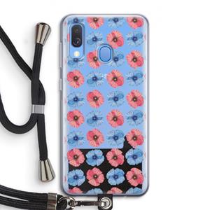 CaseCompany Klaproosjes: Samsung Galaxy A40 Transparant Hoesje met koord