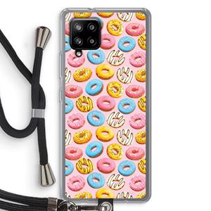 CaseCompany Pink donuts: Samsung Galaxy A42 5G Transparant Hoesje met koord