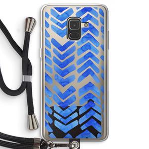 CaseCompany Blauwe pijlen: Samsung Galaxy A8 (2018) Transparant Hoesje met koord