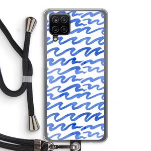 CaseCompany Blauwe golven: Samsung Galaxy A12 Transparant Hoesje met koord