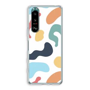 CaseCompany Memphis Shapes Blue: Sony Xperia 5 III Transparant Hoesje