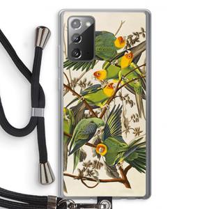 CaseCompany Carolinaparkiet: Samsung Galaxy Note 20 / Note 20 5G Transparant Hoesje met koord