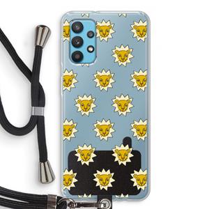 CaseCompany Leeuwenkoppen: Samsung Galaxy A32 4G Transparant Hoesje met koord