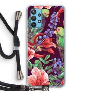 CaseCompany Papegaaien: Samsung Galaxy A32 4G Transparant Hoesje met koord