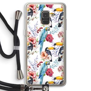CaseCompany Bloemen tukan: Samsung Galaxy A8 (2018) Transparant Hoesje met koord