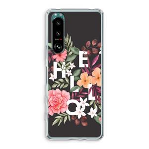 CaseCompany Hello in flowers: Sony Xperia 5 III Transparant Hoesje
