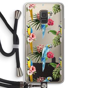 CaseCompany Kleurrijke papegaaien: Samsung Galaxy A8 (2018) Transparant Hoesje met koord