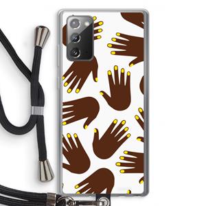 CaseCompany Hands dark: Samsung Galaxy Note 20 / Note 20 5G Transparant Hoesje met koord