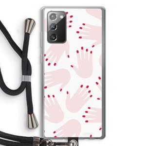 CaseCompany Hands pink: Samsung Galaxy Note 20 / Note 20 5G Transparant Hoesje met koord