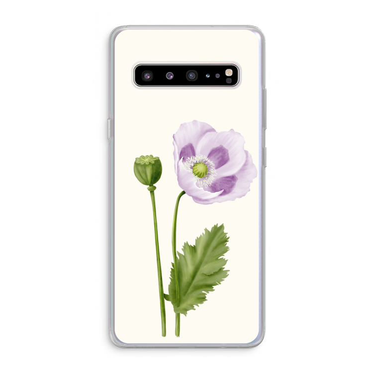 CaseCompany Purple poppy: Samsung Galaxy S10 5G Transparant Hoesje