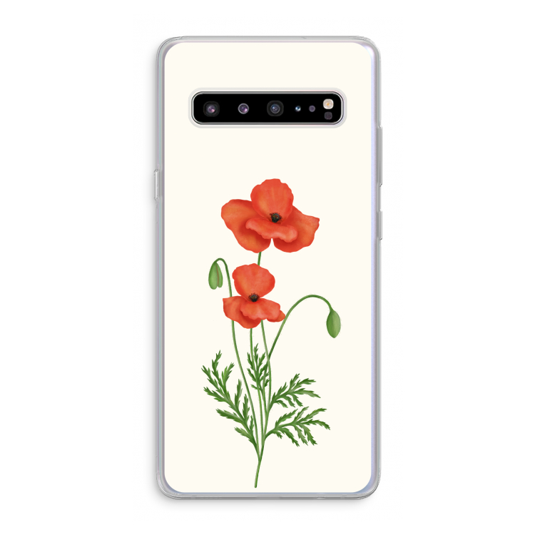 CaseCompany Red poppy: Samsung Galaxy S10 5G Transparant Hoesje
