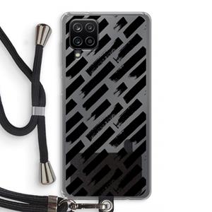 CaseCompany Zwarte vegen: Samsung Galaxy A12 Transparant Hoesje met koord