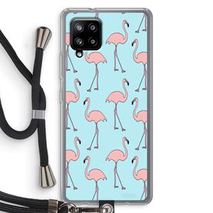 CaseCompany Anything Flamingoes: Samsung Galaxy A42 5G Transparant Hoesje met koord