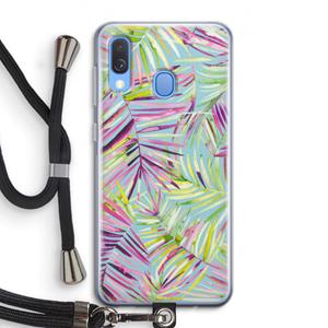 CaseCompany Tropical Palms Blue: Samsung Galaxy A40 Transparant Hoesje met koord
