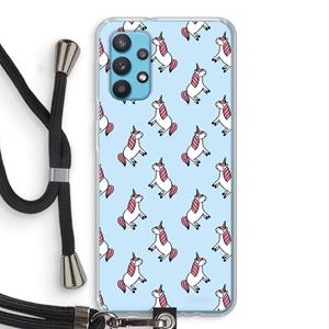 CaseCompany Eenhoorns overal: Samsung Galaxy A32 4G Transparant Hoesje met koord