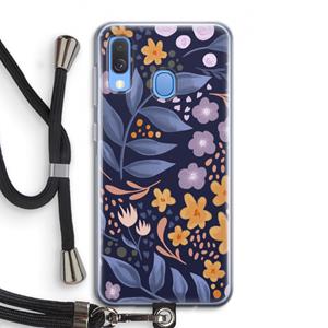 CaseCompany Flowers with blue leaves: Samsung Galaxy A40 Transparant Hoesje met koord