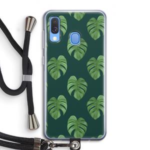 CaseCompany Monstera leaves: Samsung Galaxy A40 Transparant Hoesje met koord