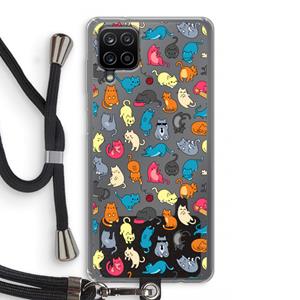 CaseCompany Kleurrijke katten: Samsung Galaxy A12 Transparant Hoesje met koord
