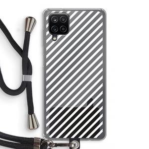 CaseCompany Strepen zwart-wit: Samsung Galaxy A12 Transparant Hoesje met koord