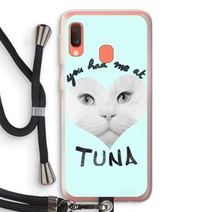 CaseCompany You had me at tuna: Samsung Galaxy A20e Transparant Hoesje met koord