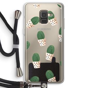 CaseCompany Cactusprint roze: Samsung Galaxy A8 (2018) Transparant Hoesje met koord