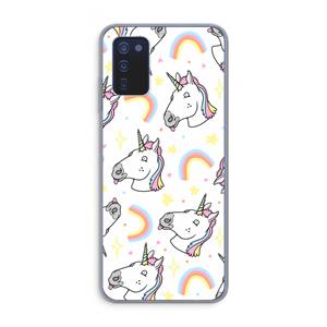 CaseCompany Rainbow Unicorn: Samsung Galaxy A03s Transparant Hoesje