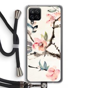 CaseCompany Japanse bloemen: Samsung Galaxy A12 Transparant Hoesje met koord