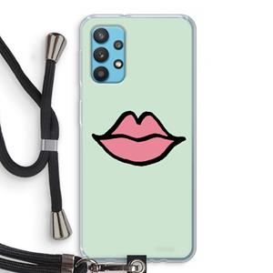 CaseCompany Kusje: Samsung Galaxy A32 4G Transparant Hoesje met koord