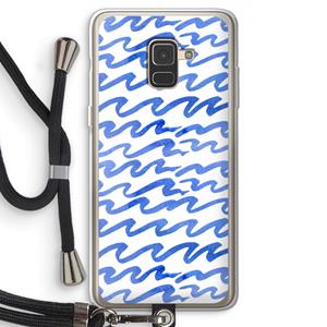 CaseCompany Blauwe golven: Samsung Galaxy A8 (2018) Transparant Hoesje met koord