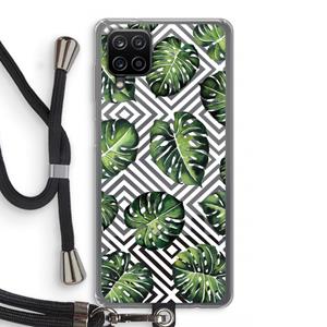 CaseCompany Geometrische jungle: Samsung Galaxy A12 Transparant Hoesje met koord