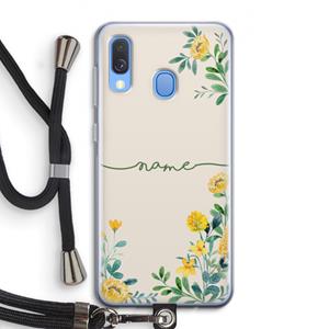 CaseCompany Gele bloemen: Samsung Galaxy A40 Transparant Hoesje met koord