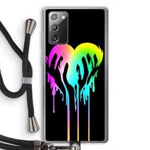 CaseCompany Hold My Heart: Samsung Galaxy Note 20 / Note 20 5G Transparant Hoesje met koord