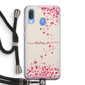 CaseCompany Hartjes en kusjes: Samsung Galaxy A40 Transparant Hoesje met koord