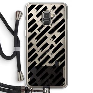CaseCompany Zwarte vegen: Samsung Galaxy A8 (2018) Transparant Hoesje met koord