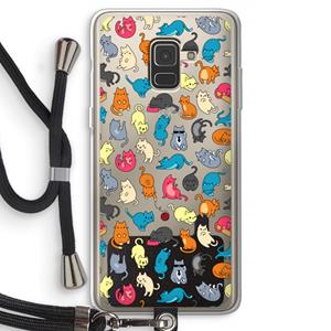 CaseCompany Kleurrijke katten: Samsung Galaxy A8 (2018) Transparant Hoesje met koord