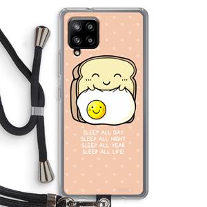 CaseCompany Sleep All Day: Samsung Galaxy A42 5G Transparant Hoesje met koord