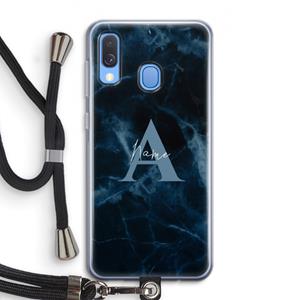 CaseCompany Midnight Marble: Samsung Galaxy A40 Transparant Hoesje met koord