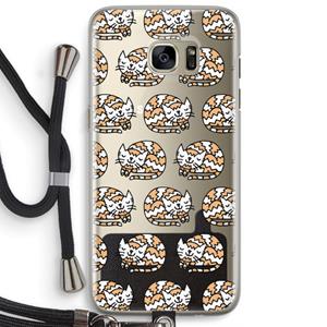 CaseCompany Slapende poes: Samsung Galaxy S7 Edge Transparant Hoesje met koord