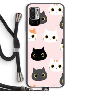 CaseCompany Katten: Xiaomi Redmi Note 10 5G Transparant Hoesje met koord