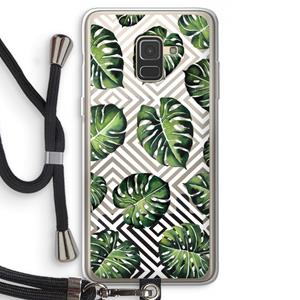 CaseCompany Geometrische jungle: Samsung Galaxy A8 (2018) Transparant Hoesje met koord