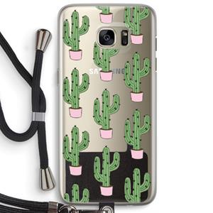 CaseCompany Cactus Lover: Samsung Galaxy S7 Edge Transparant Hoesje met koord