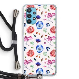 CaseCompany Bloemetjes: Samsung Galaxy A32 4G Transparant Hoesje met koord