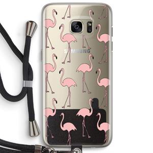 CaseCompany Anything Flamingoes: Samsung Galaxy S7 Edge Transparant Hoesje met koord