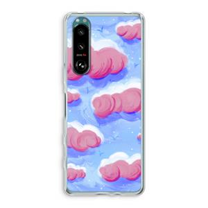 CaseCompany Roze wolken met vogels: Sony Xperia 5 III Transparant Hoesje