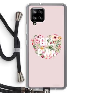CaseCompany GRL PWR Flower: Samsung Galaxy A42 5G Transparant Hoesje met koord