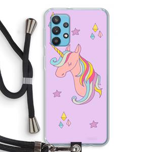 CaseCompany Roze eenhoorn: Samsung Galaxy A32 4G Transparant Hoesje met koord